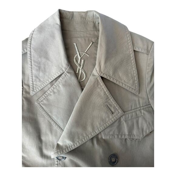 YSL Yves Saint Laurent Rive Gauche Y2K classic iridescent trench size 48/38 USA - Picture 10 of 17